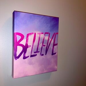 Believe saying wall canvas
